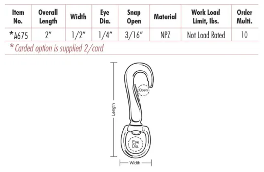 All-Purpose Hooks, Swivel Eye