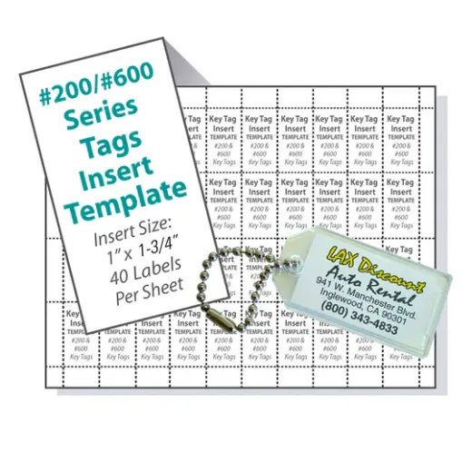 200 and 600 Series Horizontal Tag Template