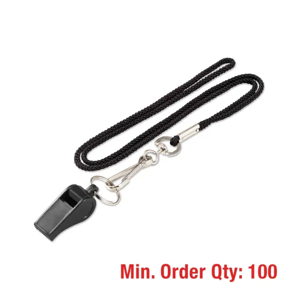Bulk Non-Packaged Lanyard W/Whistle  Black