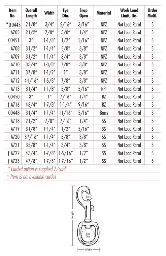 Slide Bolt Snaps, Swivel Eye