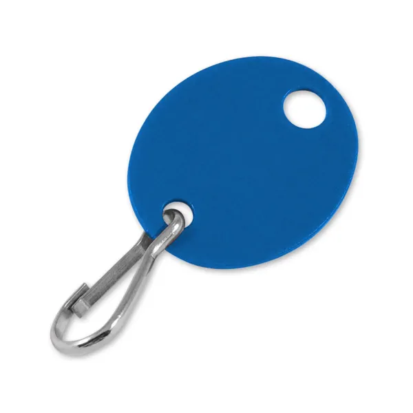 BLANK OVAL TAG  W/HOOK  BLUE